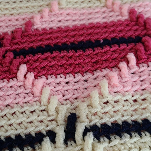 Vintage Handmade Afghan Blanket Crochet Knit - Picture 6 of 7